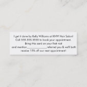 ミニマル美容師ヘアサロン紹介ミニ スキニー名刺 (裏面)