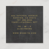 ミニマル美容師マスタードスクリプトブラック スクエア名刺 (裏面)