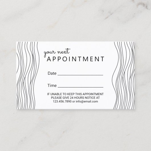 ミニマル美容師美しいサロンアポイントメント 予約カード (正面)