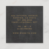 ミニマル美容師金ゴールドスクリプトブラック スクエア名刺 (裏面)