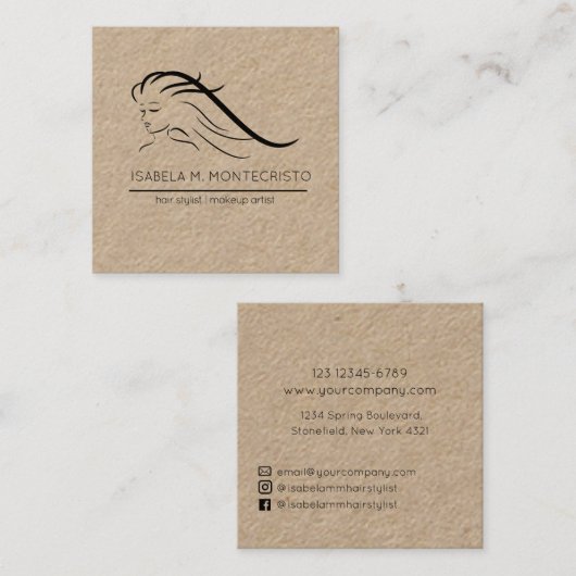 ミニマル美容師 スクエア名刺 (正面/裏面)