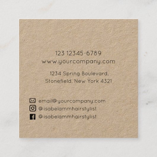 ミニマル美容師 スクエア名刺 (裏面)