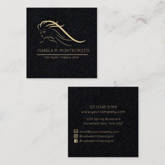 ミニマル美容師 スクエア名刺 (正面/裏面)