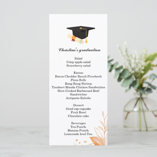 ミニマル脚卒業パーティーのディナーメニュー メニュー (スタンド正面)