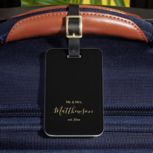 ミニマル脚本の新婚ブラック夫妻 ラゲッジタグ