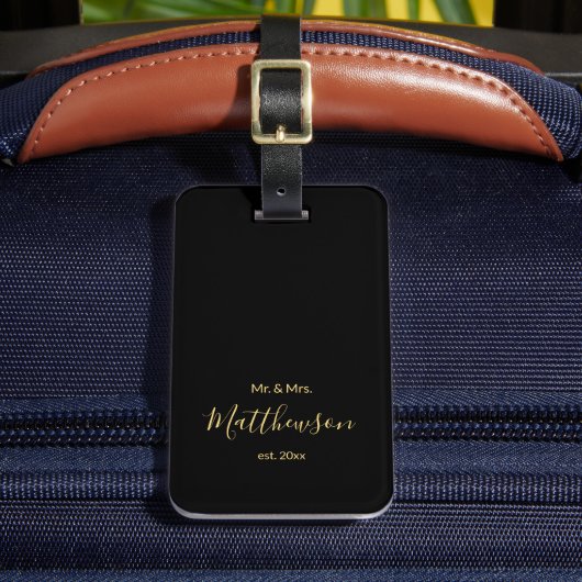 ミニマル脚本の新婚ブラック夫妻 ラゲッジタグ (正面インサイチュ2)