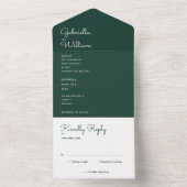 ミニマル脚本エメラルドグリーンモノグラム結婚ズ オールインワン招待状 (内側)
