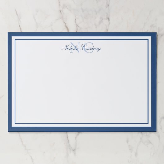 ミニマル脚本ネイビーブルー2モノグラ縁どム ペーパーパッド (正面)