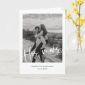 ミニマル脚本フォント写真彼の誓いカード カード (黄色い花)