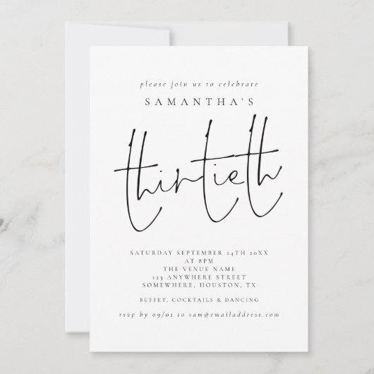ミニマル脚本30歳の誕生日パーティー 招待状 (正面)