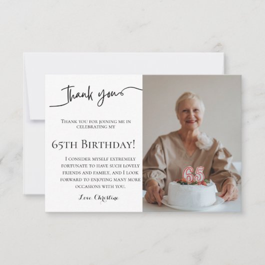 ミニマル脚本65歳の誕生日感謝していあなた カード (正面)
