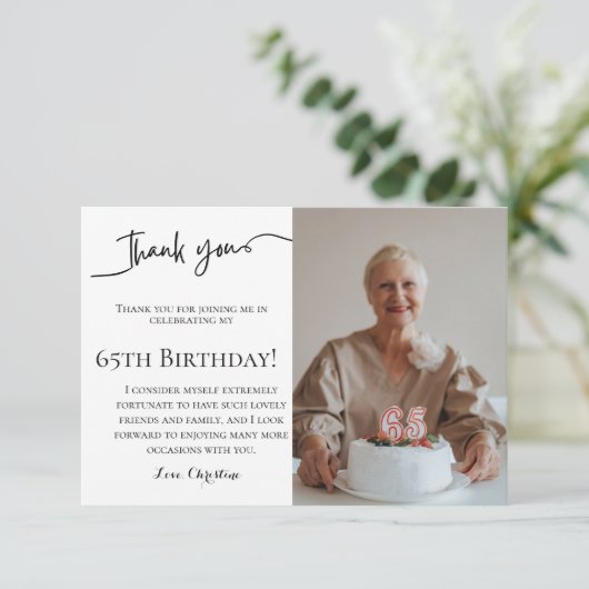 ミニマル脚本65歳の誕生日感謝していあなた カード (スタンド正面)