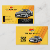 ミニマル自動車販売店 |オレンジ 名刺 (正面/裏面)