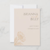 ミニマル自然フローラ結婚式の日付を保存 セーブザデート (正面)