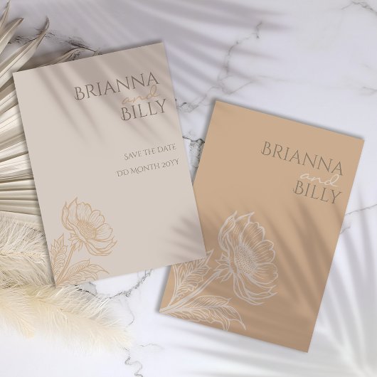 ミニマル自然フローラ結婚式の日付を保存 セーブザデート