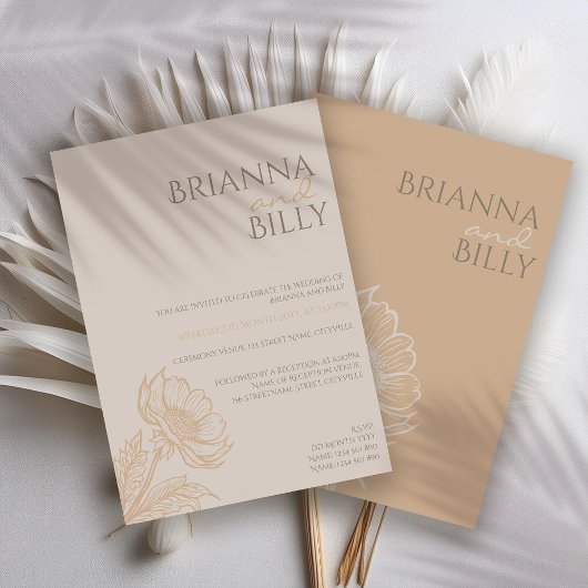 ミニマル自然フローラ結婚式招待状 招待状