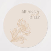 ミニマル自然フローラ結婚式用シール ラベル (デザイン2)