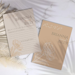 ミニマル自然フローラ結婚式RSVPカード サンキューカード