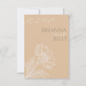 ミニマル自然フローラ結婚式RSVPカード サンキューカード (裏面)