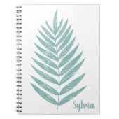 ミニマル自然ラインスケッチティール(緑がかった色) パーソナライズされた ノートブック (正面)