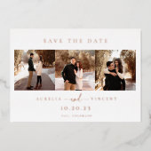 ミニマル自然リストのRust写真日付の保存 箔招待状 (正面)