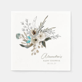 ミニマル自然リストブルー植物赤ちゃんシャワー スタンダードカクテルナプキン