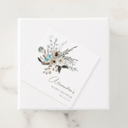 ミニマル自然リストブルー植物赤ちゃんシャワー フェイバータグ (インサイチュ)