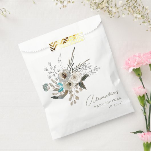 ミニマル自然リストブルー植物赤ちゃんシャワー フェイバーバッグ (封をした状態)