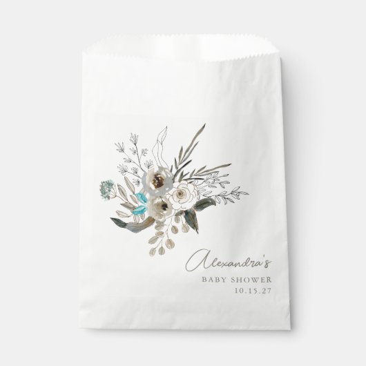 ミニマル自然リストブルー植物赤ちゃんシャワー フェイバーバッグ (正面)