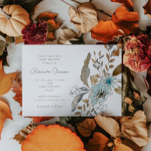 ミニマル自然リストブルー植物赤ちゃんシャワー