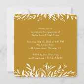 ミニマル自然リストマスタードイエローフローラ婚約 招待状 (正面)