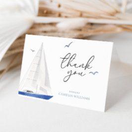 ミニマル航海の帆船ベイビーシャワーアホイボーイ サンキューカード