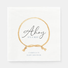 ミニマル航海の帆船ベイビーシャワーアホイボーイ スタンダードランチョンナプキン