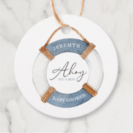 ミニマル航海の帆船ベイビーシャワーアホイボーイ フェイバータグ