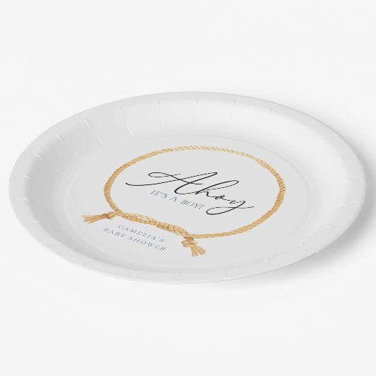 ミニマル航海の帆船ベイビーシャワーアホイボーイ ペーパープレート