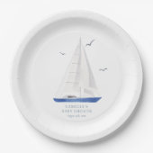 ミニマル航海の帆船ベイビーシャワーアホイボーイ ペーパープレート (正面)
