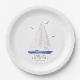 ミニマル航海の帆船ベイビーシャワーアホイボーイ ペーパープレート
