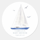 ミニマル航海の帆船ベイビーシャワーアホイボーイ ラウンドシール (正面)