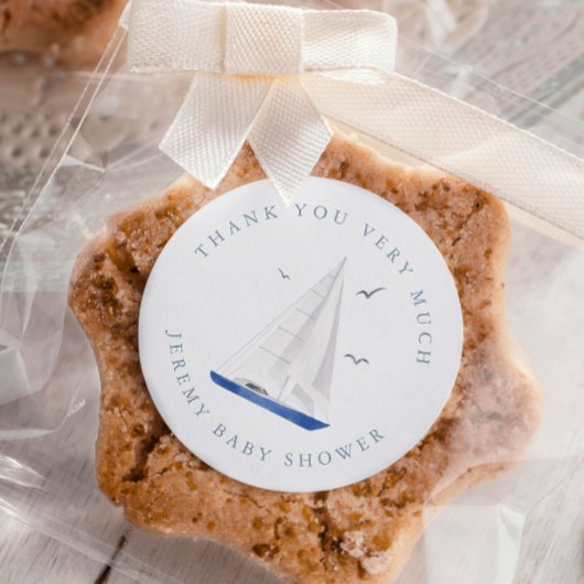 ミニマル航海の帆船ベイビーシャワーアホイボーイ ラウンドシール