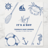 ミニマル航海の魚釣りボーイベビーシャワー ワインラベル (シングルラベル)