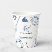 ミニマル航海の魚釣りボーイベビーシャワー 紙コップ (裏面)