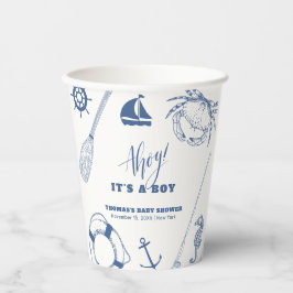 ミニマル航海の魚釣りボーイベビーシャワー 紙コップ