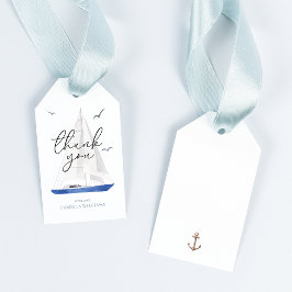 ミニマル航海のSailboat Ahoy Boy's Thank You ギフトタグ