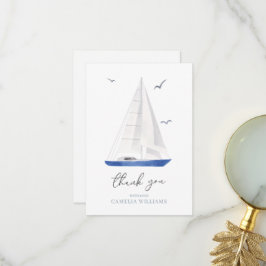 ミニマル航海のSailboat Ahoy Boy's Thank You サンキューカード
