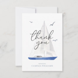 ミニマル航海のSailboat Ahoy Boy's Thank You サンキューカード