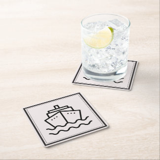 ミニマル船エレガント額入り海アート スクエアペーパーコースター