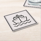 ミニマル船エレガント額入り海アート スクエアペーパーコースター (アングル)