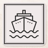 ミニマル船エレガント額入り海アート スクエアペーパーコースター (正面)