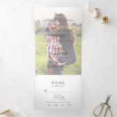 ミニマル色あせ写真結婚の3倍招待状 三つ折り招待状 (内部)