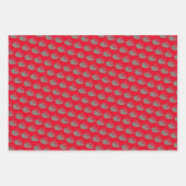 ミニマル色のハートブラック赤の白色パターン ラッピングペーパーシート (正面3)